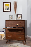 IDEAZ 1587APB Walnut Mid Century 4 Drawer Chest with Pull Out Tray Walnut 1587APB