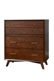 IDEAZ 1587APB Walnut Mid Century 4 Drawer Chest with Pull Out Tray Walnut 1587APB