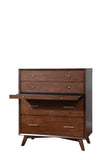 IDEAZ 1587APB Walnut Mid Century 4 Drawer Chest with Pull Out Tray Walnut 1587APB