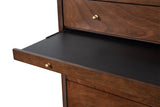 IDEAZ 1587APB Walnut Mid Century 4 Drawer Chest with Pull Out Tray Walnut 1587APB