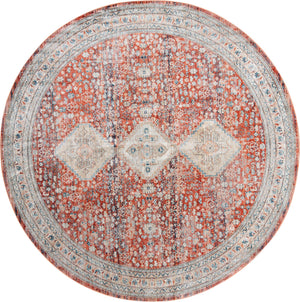 Unique Loom Newport Rosecliff Machine Made Border Rug Red, Light Blue/Ivory/Beige/Blue 10' 2" x 10' 2"