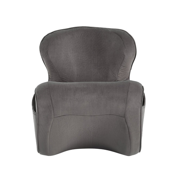 English Elm Ergonomic Floor Chair Velvet Upholstered Lumbar Support Seat for Reading Nook or Lounge Gray W1097P462003