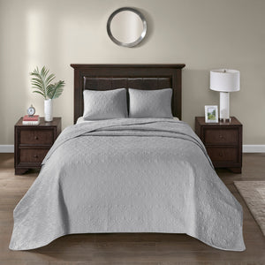 English Elm Reversible Madison Park Quebec Queen Bedspread Set with Quilted Texture, Oversized Draping and Antimicrobial Protection Grey 17.72 L x 15.35 W x 8.66 H B03597454