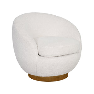 JLA Home INK+IVY - Shearling Barrel-Back Swivel Chair with 360° Wood Base — Plush Sherpa Upholstery, Mid-Century Flair Cream II103-0578
