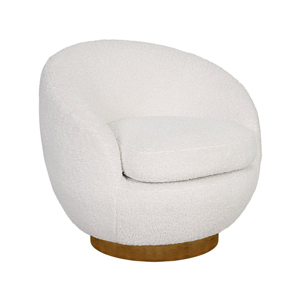 JLA Home INK+IVY - Shearling Barrel-Back Swivel Chair with 360° Wood Base — Plush Sherpa Upholstery, Mid-Century Flair Cream II103-0578