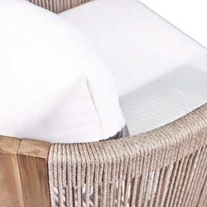 English Elm Christopher Knight Home® - Matera Teak & Beige Dining Chairs Set of 2 – Acacia Wood Frame, Rope Back, Removable Washable Cushions N775P255932T