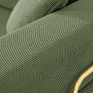 English Elm Modern Modular Sofa Bed Fold-Out Convertible Floor Couch with Removable Backrest, Corduroy Comfort Green W1117P312484