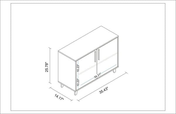 Manhattan Comfort Herald Mid-Century Modern Sideboard White 158AMC166
