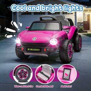 English Elm 12v Licensed Volkswagen Beetle Ride on Car with Remote Control and Suspension for Kids Pink W1578P416240