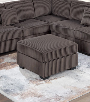 English Elm Living L-Shaped Sectional Sofa Set with Reversible Chaise, Tufted Burlap Fabric, Storage Ottoman, USB Port Chocolate 40 L x 26 W x 58 H B011S01781