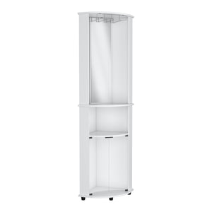 English Elm Chicago 75" H Mirrored Corner Bar Cabinet With Glass Doors, Storage Shelves & Stemware Organizer B200P240239