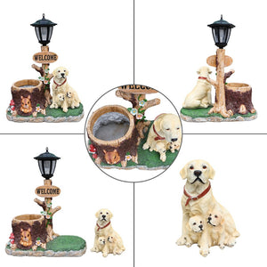 English Elm Labrador Mother and Pup Resin Garden Statue with Integrated Floral Planter Basin W5398P464250