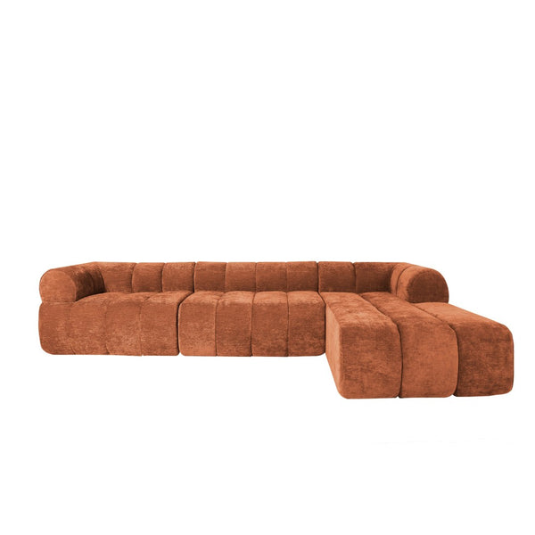 English Elm 122" Low Profile L-shaped Sectional with Chaise High Density Foam Modern Living Room Orange N767P408805G