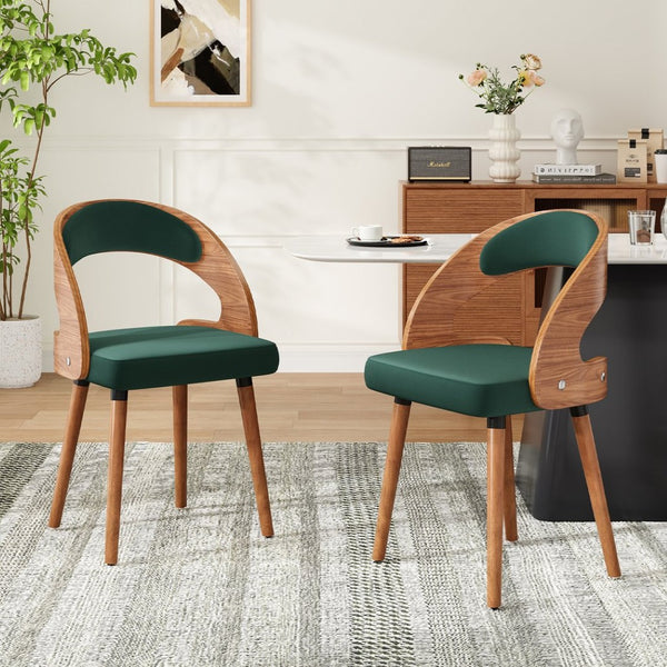 English Elm Swivel Counter Stools Set of 2 Rattan Back Pu Seat Mid Century Wood Frame Kitchen Dark Green T3623P433630