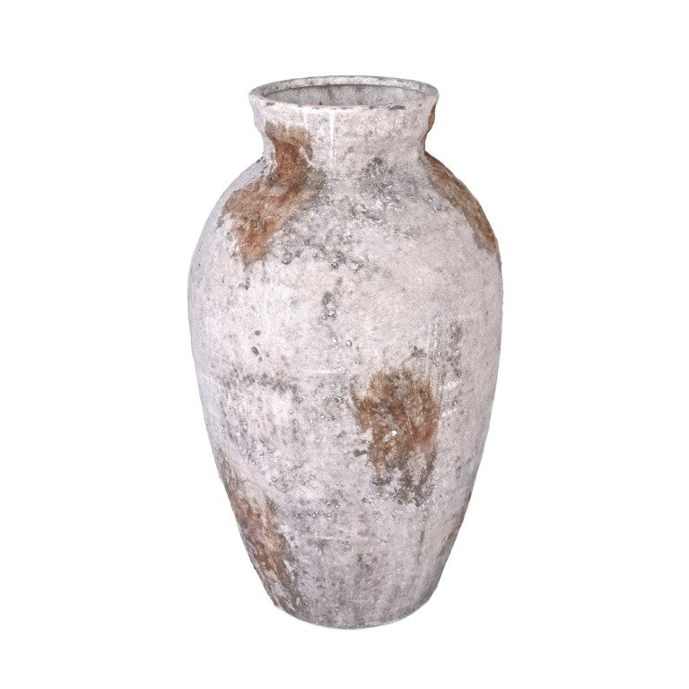 Zentique Distressed Stoneware Vase with Weathered Finish — Timeless Rustic Accent for Mantel & Entryway Decor W13 x H22.5 x D13 15905L B18