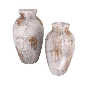 Zentique Distressed Stoneware Vase with Weathered Finish — Timeless Rustic Accent for Mantel & Entryway Decor W13 x H22.5 x D13 15905L B18