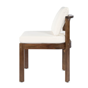 English Elm Acacia Wood Outdoor Dining Chairs Set of 2 Sculpted Patio Seating with Cushions Brown,Cream N768P373124B