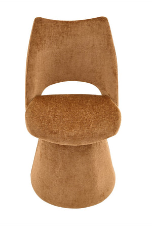 English Elm Modern Chenille Linen Accent Chair Sculptural Hollow Back Swivel Seat for Dining Vanity Brown W3493P452653