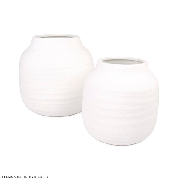 Zentique Matte White Vase — Minimalist Terracotta Accent with Smooth Matte Finish for Modern Sculptural Styling W10 x H9.5 x D10 15919L A584A