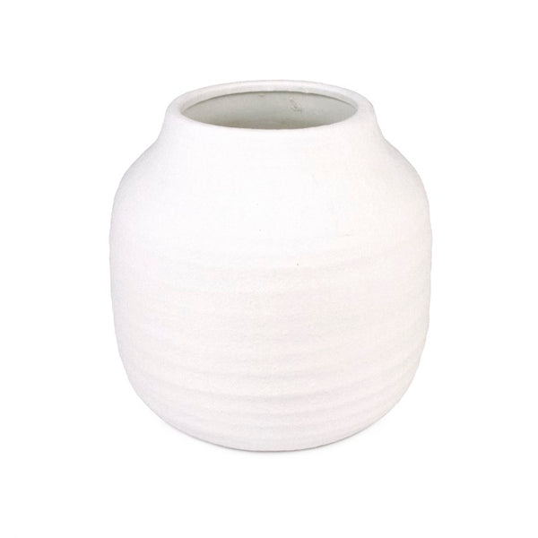 Zentique Matte White Vase — Minimalist Terracotta Accent with Smooth Matte Finish for Modern Sculptural Styling W7.5 x H8 x D7.5 15919S A584A