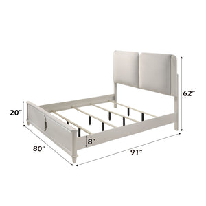 English Elm Laveda Boucle Upholstered Eastern King Bed with Led Lighting and Acrylic Legs B2756S00016