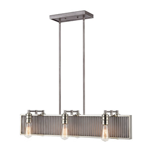 Corrugated Steel 32'' Wide 6-Light Chandelier - Weathered Zinc 15928/6 Elk Lighting