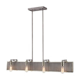 Corrugated Steel 43'' Wide 8-Light Chandelier - Weathered Zinc 15929/8 Elk Lighting