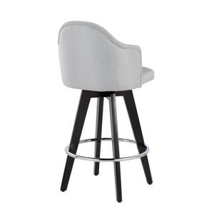 English Elm Ahoy Contemporary 26" Fixed-Height Counter Stools - Set Of 2 With Light Grey Fabric & Chrome Footrest B202S00162