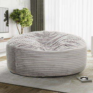 English Elm Traditional Oversized 72" Velour Memory Foam Bean Bag Lounger Sofa Chair — Plush Family Round Seat, Light Gray B011P206739