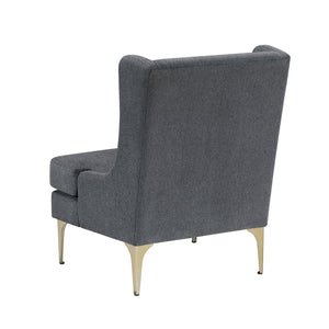 English Elm Modern Luxury Chenille Upholstery Wingback Accent Chair with Diamond Stitching, Gold Metal Legs and Reversible Cushion for Durable Comfort and Style Dark Gray 32.5 L x 28 W x 19 H B011P308541