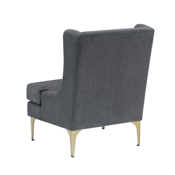 English Elm Modern Luxury Chenille Upholstery Wingback Accent Chair with Diamond Stitching, Gold Metal Legs and Reversible Cushion for Durable Comfort and Style Dark Gray 32.5 L x 28 W x 19 H B011P308541