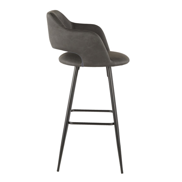 English Elm Margarite Contemporary Barstool Set Of 2 In Black Metal & Grey Faux Leather - Stylish Comfort For Bars B202P222399