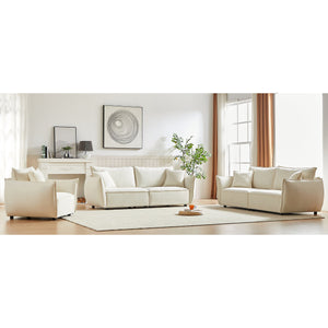 English Elm 3-Seater Combo Sofa Set - Modern Linen Fabric With 5 Pillows, Sturdy Frame, Perfect For Living Rooms W1193S00114