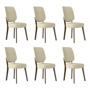 English Elm Dellers Mid-century Upholstered Dining Chair Set Walnut Tapered Legs Foam Cushion Oatmeal B127P495084