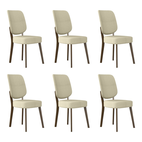 English Elm Dellers Mid-century Upholstered Dining Chair Set Walnut Tapered Legs Foam Cushion Oatmeal B127P495084