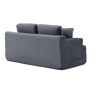 English Elm 66.5''boneless Floor Sofa Corduroy Two Seater with Cup Holders and Pockets for Apartments Grey W1117P427655