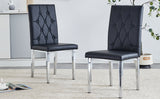 English Elm 2 Piece Set Of Black Armless Dining Chairs Brings A Touch Of Elegance and Mystery To The Dining Area With Its Deep Black Tone,The Grid and Buckle Design Of The Back Add A Vintage Yet Fashionable Touch