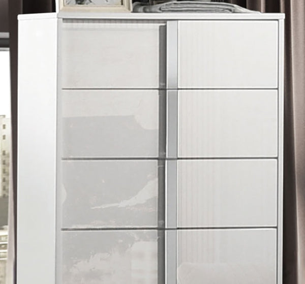 English Elm Contemporary Chic Chest with Gold Accents, Acrylic Trim, Metal Bracket Legs and Dust‑Proof Drawers White 34 L x 21 W x 52 H B2741P372196