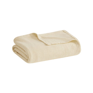 JLA Home Madison Park - Cotton Madison Park basket-weave blanket — breathable, OEKO-TEX certified, lightweight year-round comfort Natural BL51N-0849