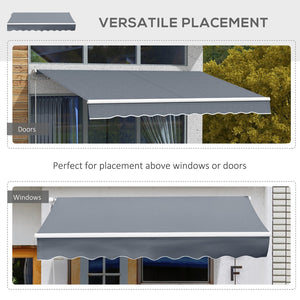 English Elm Outsunny 10' X 8' Retractable Patio Awning - Uv & Water-Resistant Shade With Manual Crank, Dark Gray W2225P200448-GIGA