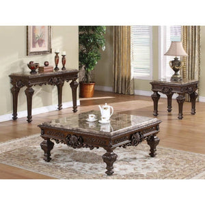 English Elm Solid Cherry Wood End Table with Granite Marble Top Hand Carved Traditional Living Room B011P474465