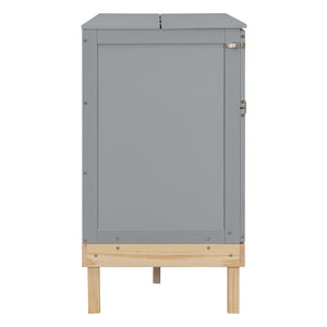 English Elm Queen Murphy Wall Bed Solid Pine Cabinet with Drawer Modern Space Saving Design Gray N708P243886E