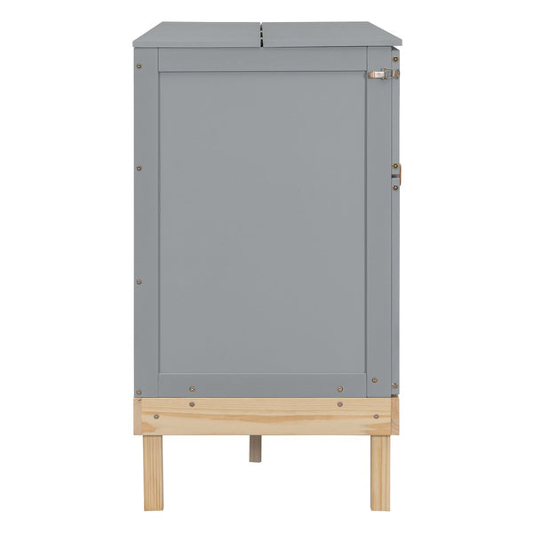 English Elm Queen Murphy Wall Bed Solid Pine Cabinet with Drawer Modern Space Saving Design Gray N708P243886E