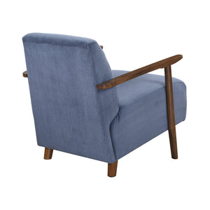 English Elm Modern Accent Chair with Corduroy Upholstery and Solid Wood Frame, Streamlined Comfort for Living Blue 30.25 L x 28.75 W x 17 H B011P283276