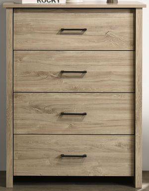 English Elm Celeste 32"W Light Oak 4-Drawer Chest With Black Handles - Modern Storage Solution For Any Room B061P360301