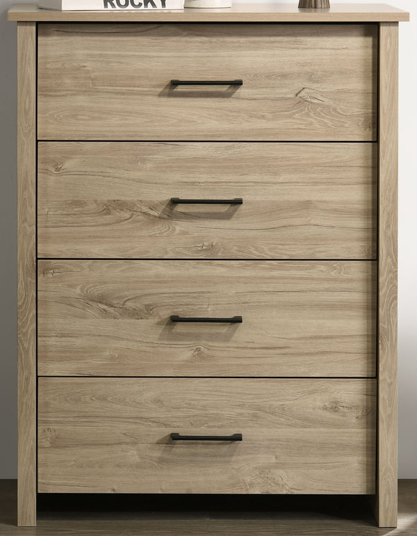 English Elm Celeste 32"W Light Oak 4-Drawer Chest With Black Handles - Modern Storage Solution For Any Room B061P360301