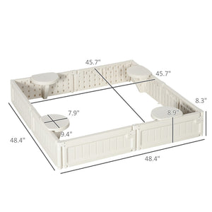 English Elm Easy Assembly Hdpe Kids Outdoor Sandbox with Four Corner Seats and Waterproof Cover T3971P438808