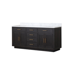 English Elm Black Oak Double Vanity 72" With Carrara Marble Top - Stylish Storage & Soft-Close Design For Your Bath B2731P260847