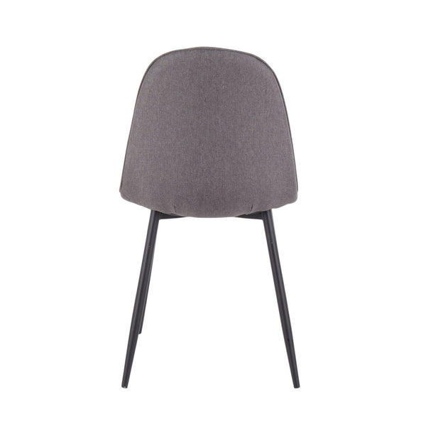 English Elm Contemporary Steel Frame Dining Accent Chair Set Upholstered in Charcoal Fabric B202P223630