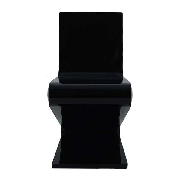 English Elm Iris Black Acrylic Z-Chair — Modern Glam Solid Seat & Back, Sleek Z-Design Accent Seating for Home 94 B2740P368964